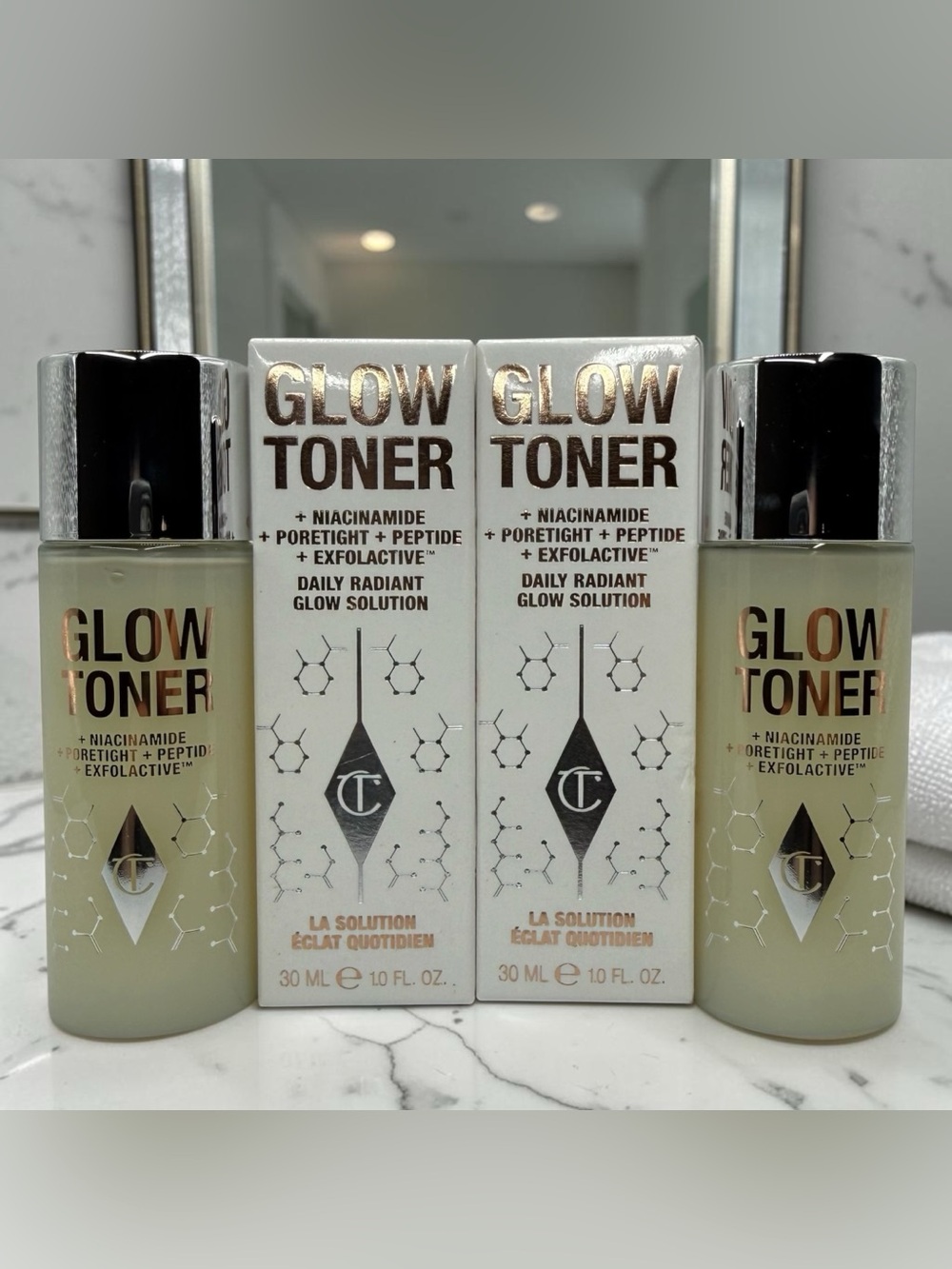 Charlotte Tilbury Glow Toner 2 Pack 1 Oz Each Niacinamide Hydrating Face Toner